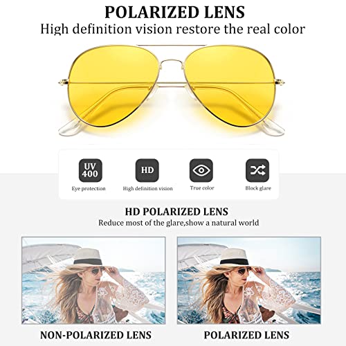 Night Vision Polarized Aviator Sunglasses - Gold/Yellow