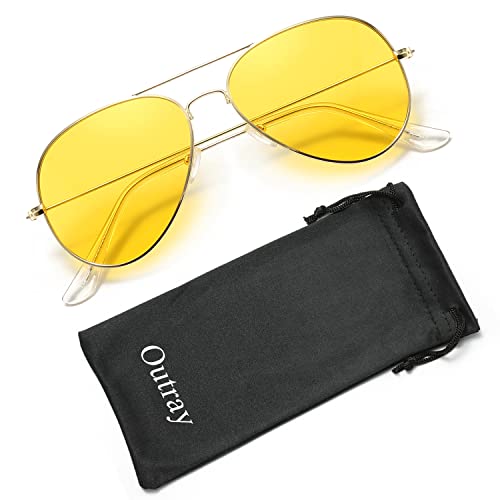 Night Vision Polarized Aviator Sunglasses - Gold/Yellow
