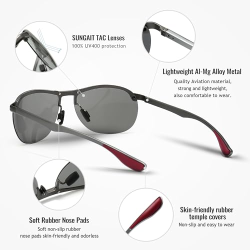 SUNGAIT Aviator Polarized Sunglasses: Men's Stylish Golf Eyewear