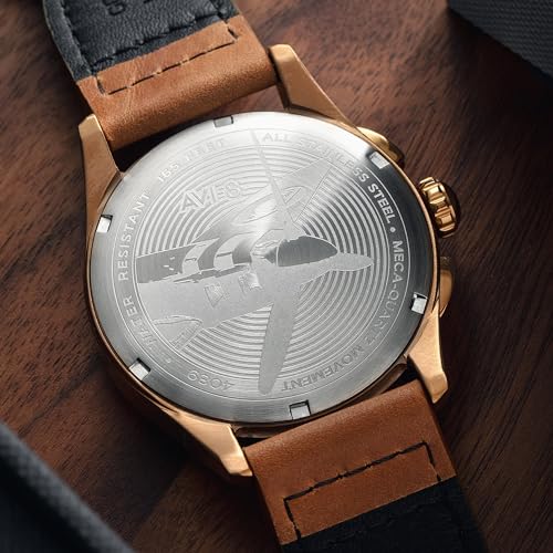 AVI-8 Spitfire Chrono: Bronze Green Leather Strap