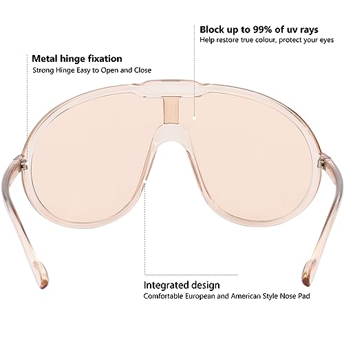GFUIARA Oversized Shield Aviator Sunglasses - UV400 Protection