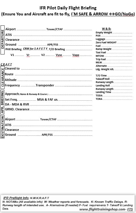 IFR Pilot Writing Pads with Complimentary Magnet Pad