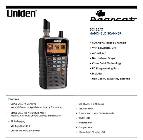 Uniden BC125AT Handheld Scanner: Aviation, Marine, Racing