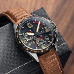 AVI-8 P-51 Mustang Chronograph Pilot Watch with Leather Strap