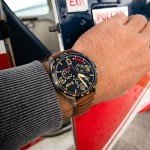 AVI-8 P-51 Mustang Chronograph Pilot Watch with Leather Strap