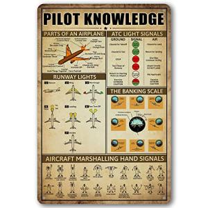 Retro Pilot Knowledge Metal Signs - Vintage Airplane Decor