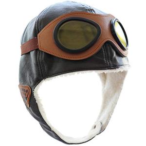 Kids Pilot Aviator Fleece Hat with Earmuffs - Celadon Brown