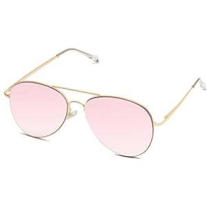 Gold/Pink Aviator Sunglasses for Women Men Metal Frame