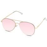 Gold/Pink Aviator Sunglasses for Women Men Metal Frame