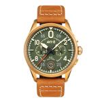 AVI-8 Spitfire Chrono: Bronze Green Leather Strap