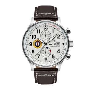 AVI-8 Men's 42mm Pilot Watch - Classic White Leather