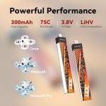 BETAFPV 5-Pack 1S 300mAh LiPo Batteries for Drones