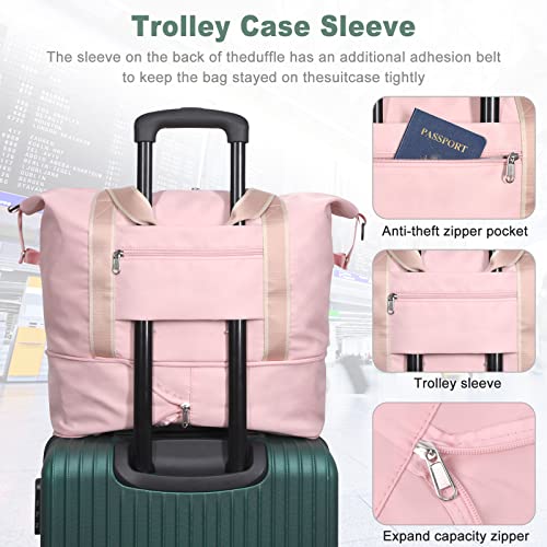 Aviation Weekender Tote Bag, Waterproof Duffel - Rose Gold