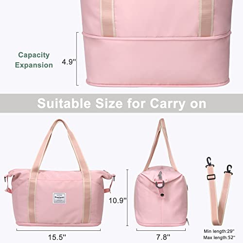 Aviation Weekender Tote Bag, Waterproof Duffel - Rose Gold