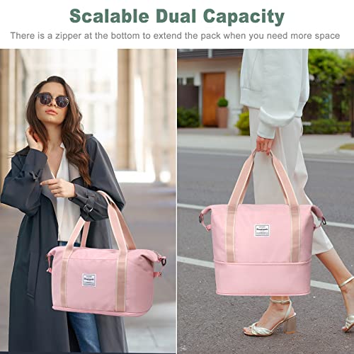 Aviation Weekender Tote Bag, Waterproof Duffel - Rose Gold