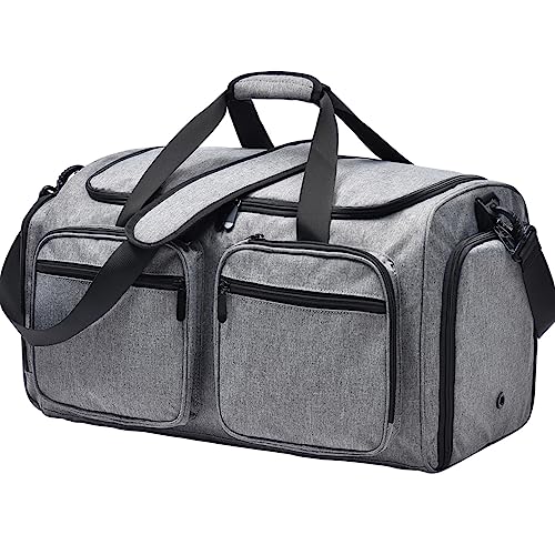 Aviation Duffle Bag with Shoe Compartment - Grey