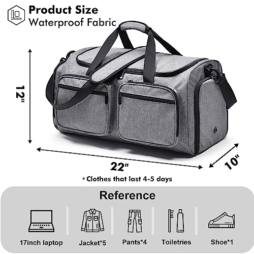 Aviation Duffle Bag with Shoe Compartment - Grey