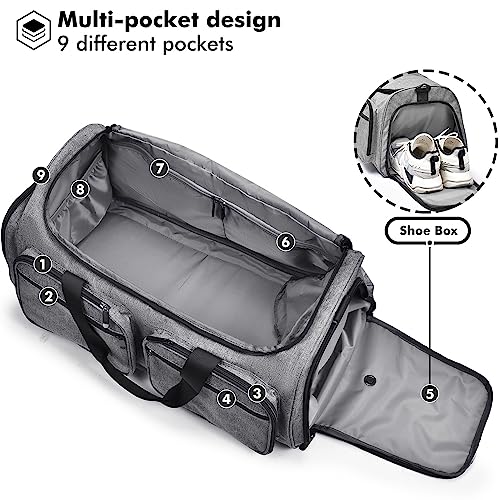 Aviation Duffle Bag with Shoe Compartment - Grey