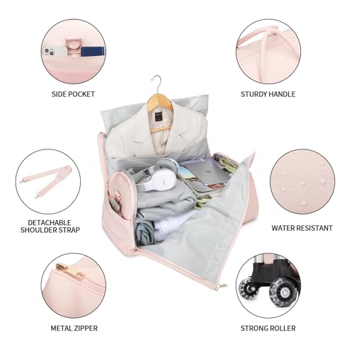 Aviation-themed Pink Garment Duffel Bag with Wheels