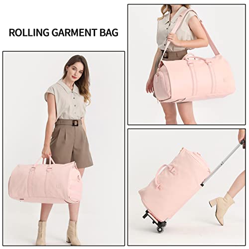 Aviation-themed Pink Garment Duffel Bag with Wheels