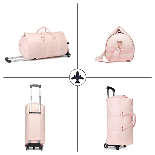 Aviation-themed Pink Garment Duffel Bag with Wheels