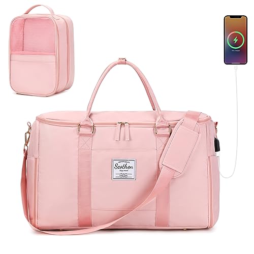 Aviation-Ready Pink 2-in-1 Hanging Suitcase with USB Port