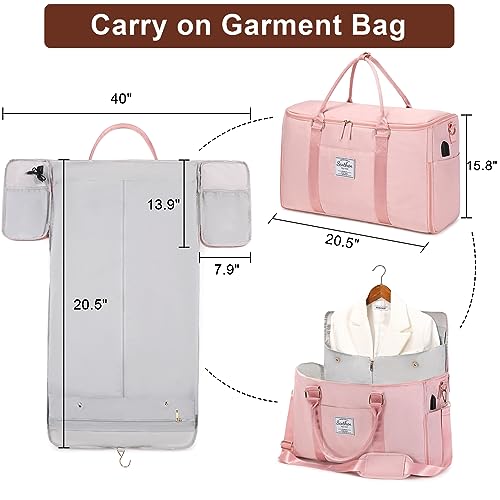 Aviation-Ready Pink 2-in-1 Hanging Suitcase with USB Port