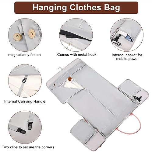 Aviation-Ready Pink 2-in-1 Hanging Suitcase with USB Port