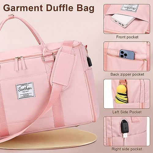 Aviation-Ready Pink 2-in-1 Hanging Suitcase with USB Port