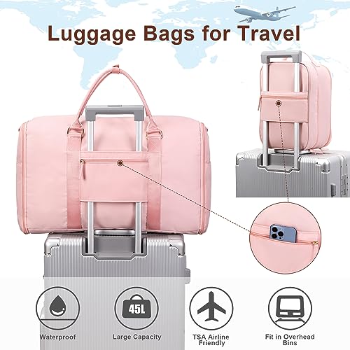 Aviation-Ready Pink 2-in-1 Hanging Suitcase with USB Port