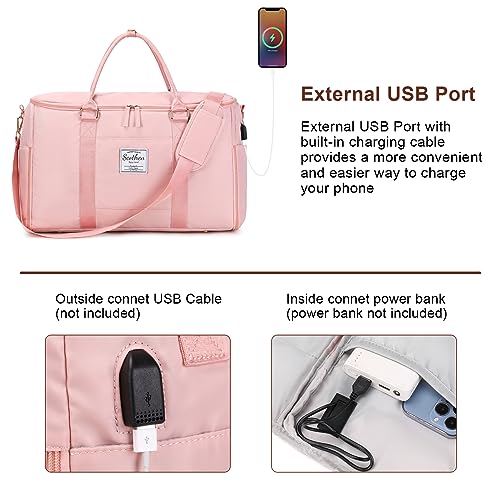 Aviation-Ready Pink 2-in-1 Hanging Suitcase with USB Port