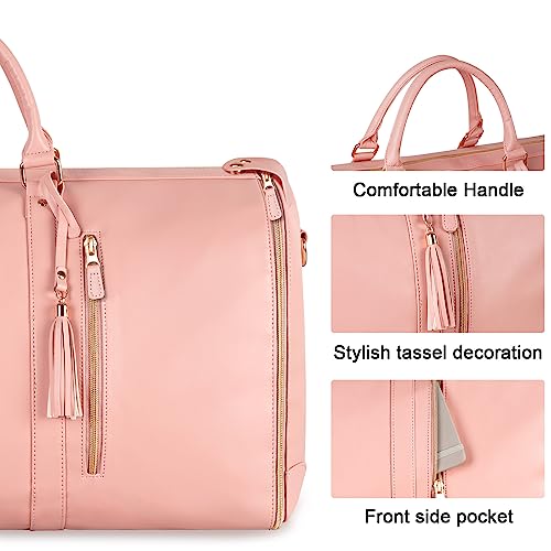 Pink Leather Garment Bag: for Fashionable Female Travelers