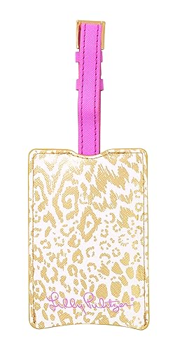 Lilly Pulitzer Leather Luggage Tag, Pattern Play (Gold)