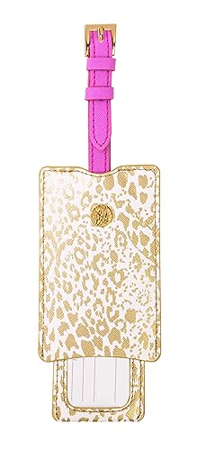 Lilly Pulitzer Leather Luggage Tag, Pattern Play (Gold)