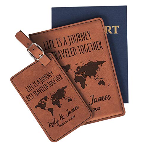 Custom Engraved Passport Holder and Luggage Tag Set