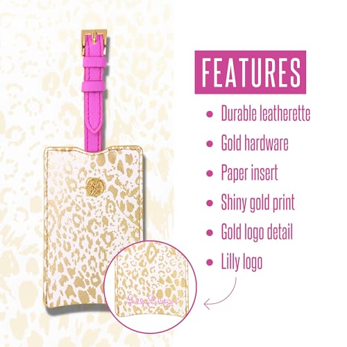 Lilly Pulitzer Leather Luggage Tag, Pattern Play (Gold)