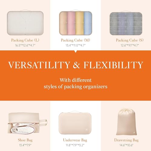 Aviation Travel Packing Cubes - 6-Piece Set, Beige