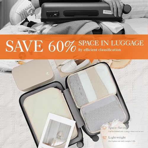 Aviation Travel Packing Cubes - 6-Piece Set, Beige