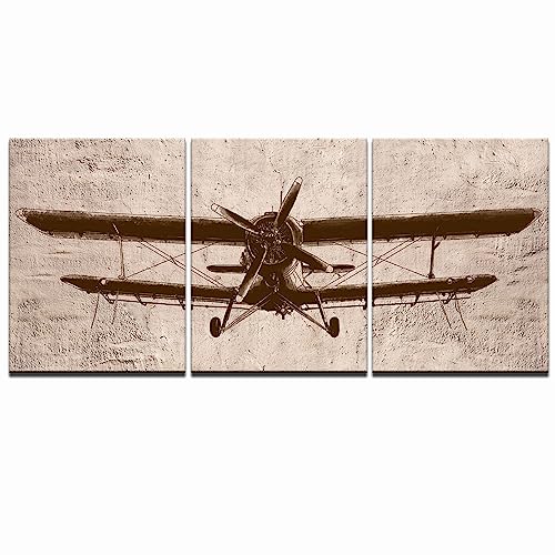 Vintage Airplane Canvas Wall Art - 12"x16"x3pcs