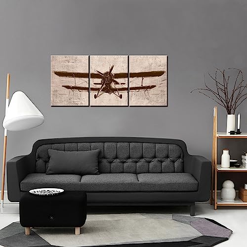 Vintage Airplane Canvas Wall Art - 12"x16"x3pcs
