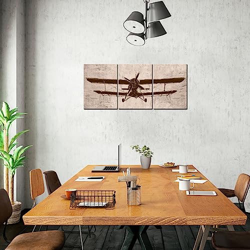 Vintage Airplane Canvas Wall Art - 12"x16"x3pcs