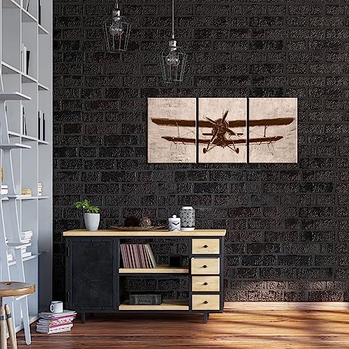 Vintage Airplane Canvas Wall Art - 12"x16"x3pcs