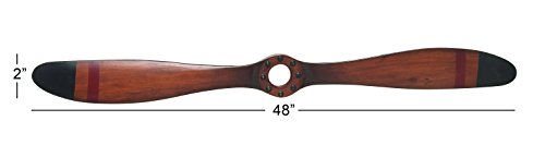 Aviation-themed Wood Airplane Propeller Wall Sculpture, 5"x48" Brown