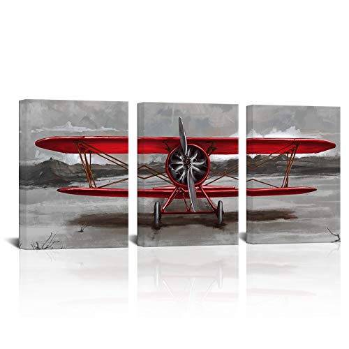 Vintage Airplane Canvas Wall Art Set