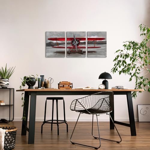Vintage Airplane Canvas Wall Art Set
