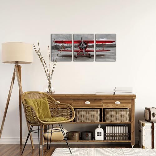 Vintage Airplane Canvas Wall Art Set