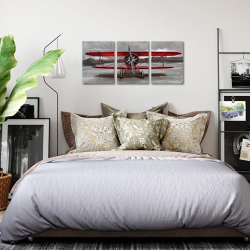 Vintage Airplane Canvas Wall Art Set