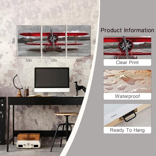 Vintage Airplane Canvas Wall Art Set
