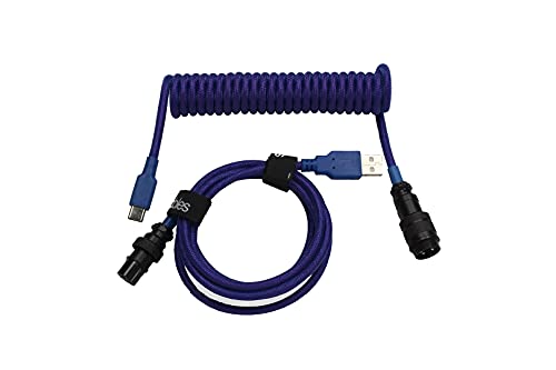 Custom Coiled Aviator Keyboard Cables - Laser Purple