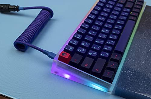 Custom Coiled Aviator Keyboard Cables - Laser Purple